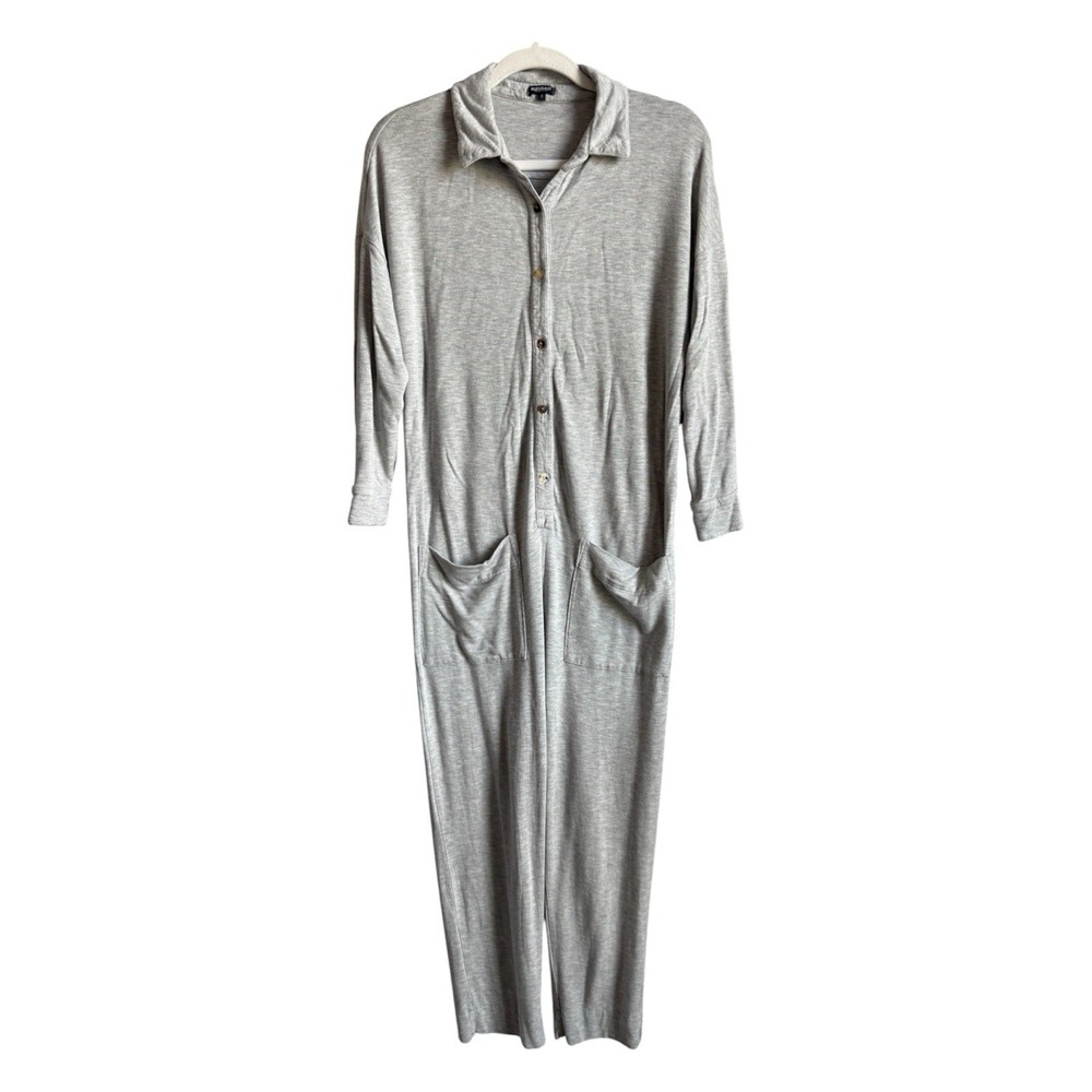 BLEUSALT The Shorty Anna Jumpsuit Grey Heather Modal Cozy Loungewear Size M